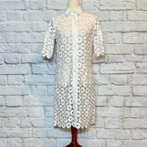 Worth White Lace Overlay Dress